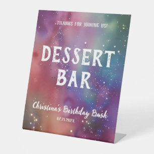 Colourful Cosmic Watercolor Custom Pedestal Sign