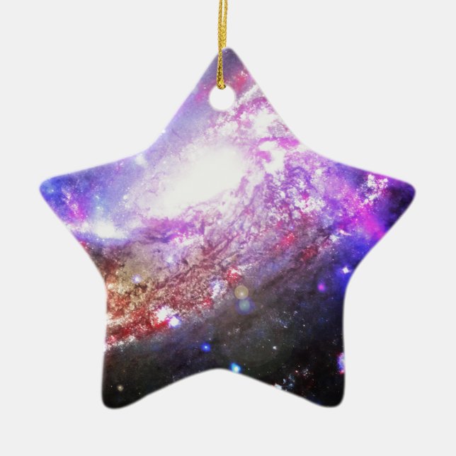 Colourful Cosmos Ceramic Tree Decoration (Front)