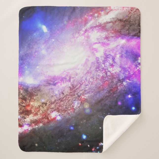 Colourful Cosmos Sherpa Blanket (Front)