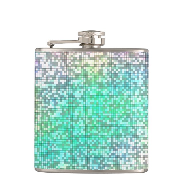 Colourful Cosmos Tile Mosaic Hip Flask (Front)