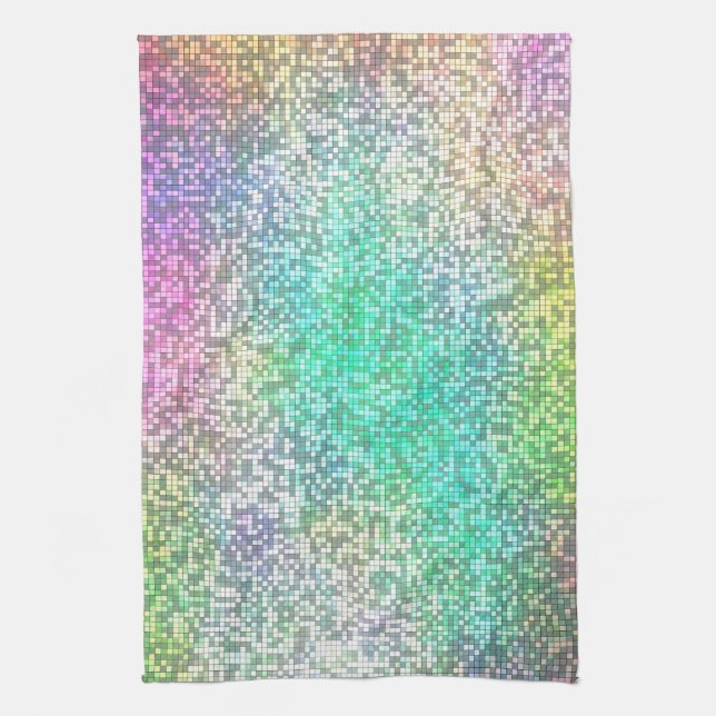 Colourful Cosmos Tile Mosaic Tea Towel (Vertical)