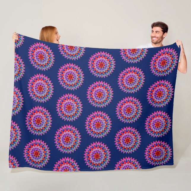 Colourful Costa Rica Folklore Design Fleece Blanke Blanket (In Situ)