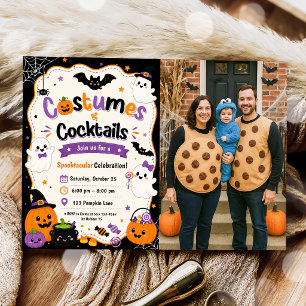 Colourful Costumes And Cocktails Halloween Photo Invitation