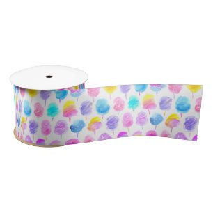 Colourful Cotton Candy Watercolor Pattern Satin Ribbon