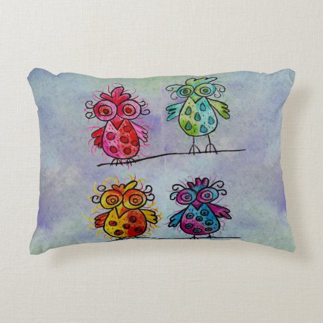 Colourful Couch Pillows (Whimsical Birds 01) (Front)