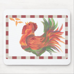 Colourful Country Crowing Rooster Art Mouse Pad