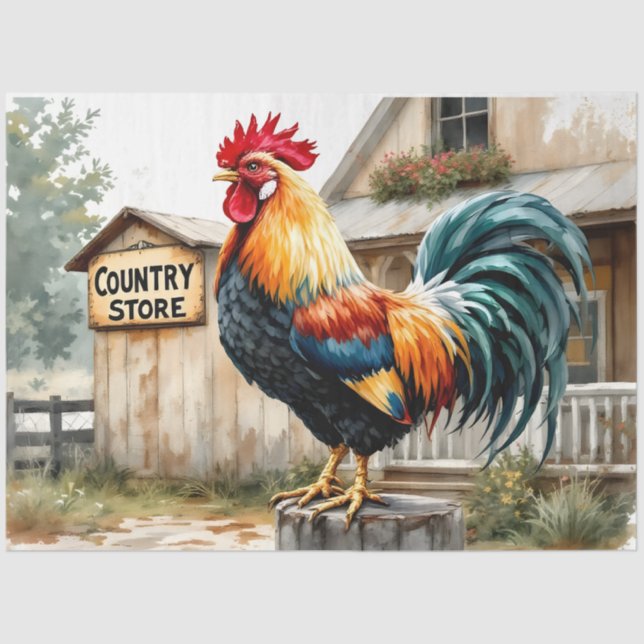 Colourful Country Rooster Tissue Paper – 18lb Craf (Front)