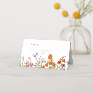 Colourful Country Wildflower Wedding Place Card