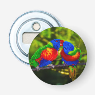 Colourful Couple of Kissing Parrots Bottle Opener