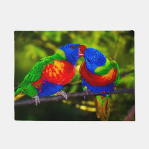 Colourful Couple of Parrots Doormat