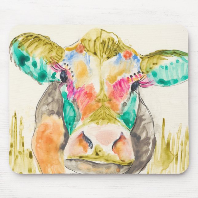 Colourful Cow Design Mouse Pad (Front)