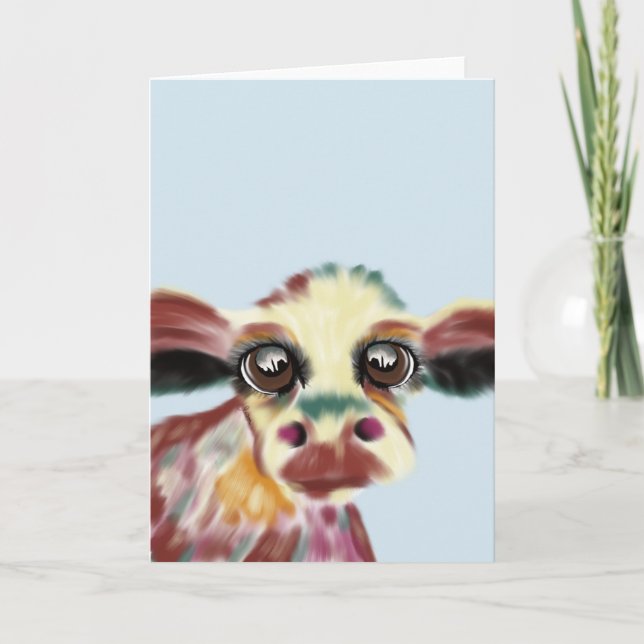 Colourful Cow Greeting Card (Front)