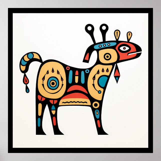 Colourful Cow Indigenous Style Poster (Front)