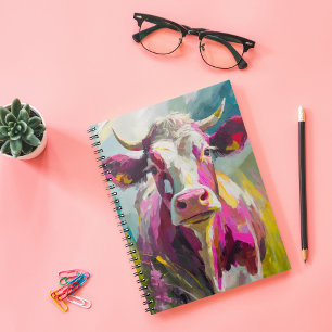 Colourful Cow Portrait Modern Abstract Art Notebook