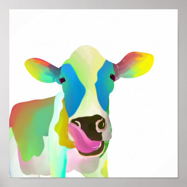 Colourful cow poster (Front)