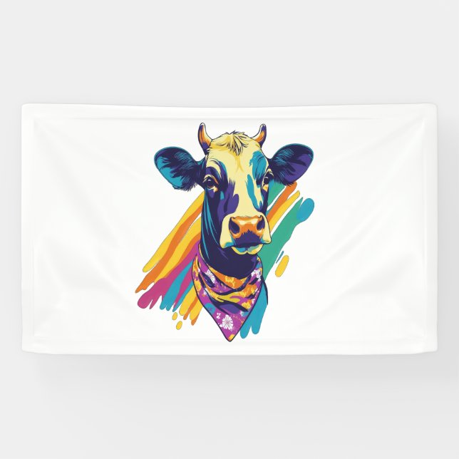 Colourful Cow , Rainbow Cow Design  Banner (Horizontal)