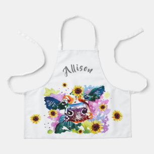 Colourful Cow with Sunflower Kids Personalised Apron