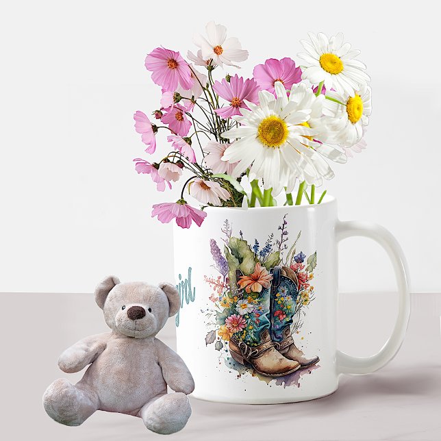 Colourful Cowgirl Boots and Flowers Coffee Mug (Creator Uploaded)
