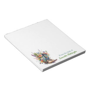 Colourful Cowgirl Boots and Wildflowers Notepad