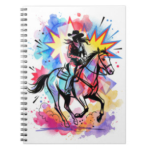 Colourful Cowgirl Horse Watercolor Pop Art Notebook