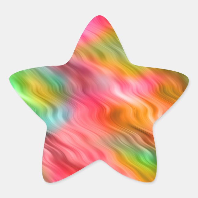 Colourful Crane Flower Wavy Texture Star Sticker (Front)