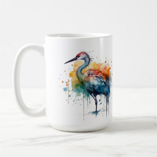 Colourful crane standing in the water coffee mug
