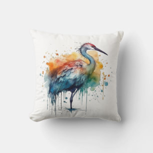 Colourful crane standing in the water cushion