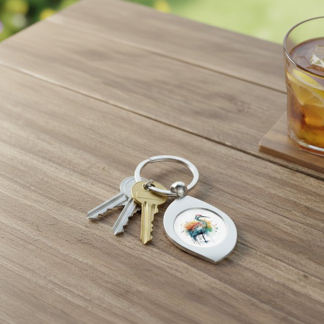 Colourful crane standing in the water  key ring (Creator Uploaded)