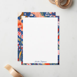 Colourful Cranes and Flowers Personalised Card