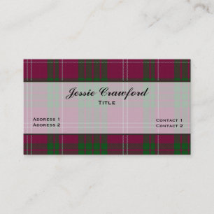 Colourful Crawford Family Tartan Plaid Custom Business Card