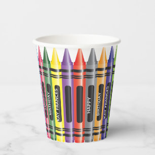 Colourful Crayon Any Age Child Birthday Paper Cups