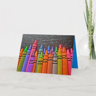 Colourful crayon bright idea invite card