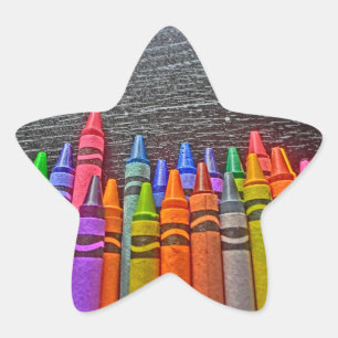 Colourful Crayon bright idea star stickers