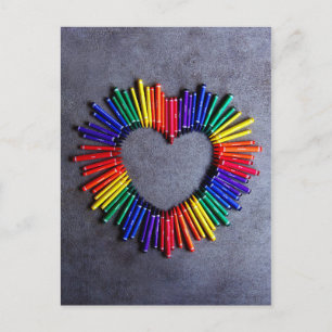 Colourful Crayon Heart Postcard