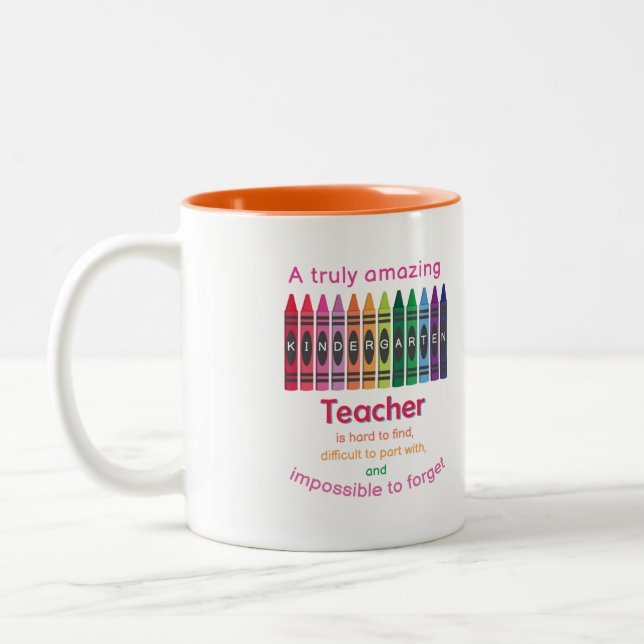 Colourful Crayon/ Kindergarten Teacher Appreciatio Two-Tone Coffee Mug (Left)