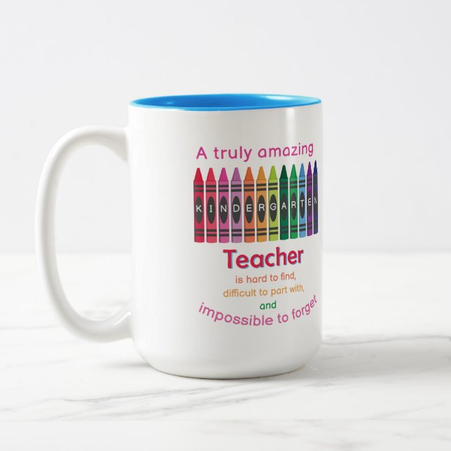 Colourful Crayon/ Kindergarten Teacher Appreciatio Two-Tone Coffee Mug (Left)