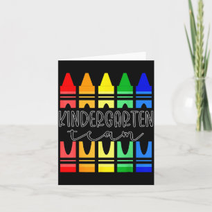 Colourful Crayon Kindergarten Team Tee For Teacher Card
