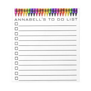 Colourful Crayon To Do List Personalise Notepad