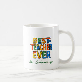 Colourful Crayon Typography Best Teacher Ever Coffee Mug