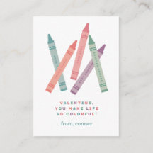 Colourful Crayons Classroom Valentine Card