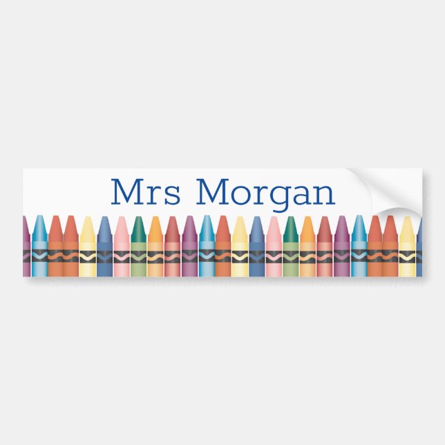Colourful crayons cool teacher monogram bumper sticker (Front)