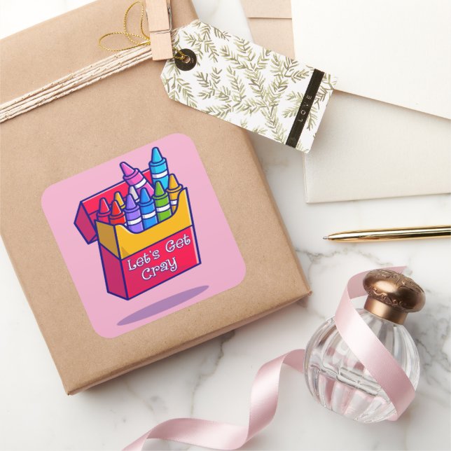 Colourful Crayons Let's Get Cray Square Sticker (Gifting)