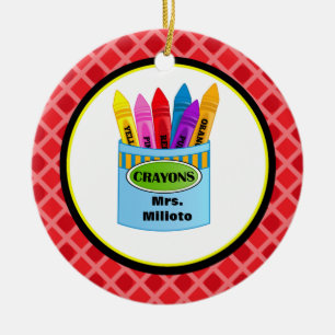 Colourful Crayons Teacher Christmas Ornament