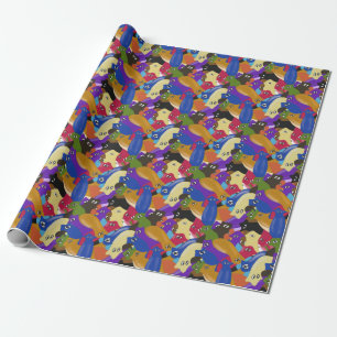 Colourful crazy cross eyed planarian worms wrapping paper