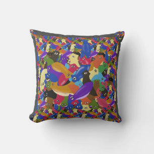 Colourful Crazy Crosseyed Planarian Worms Cushion