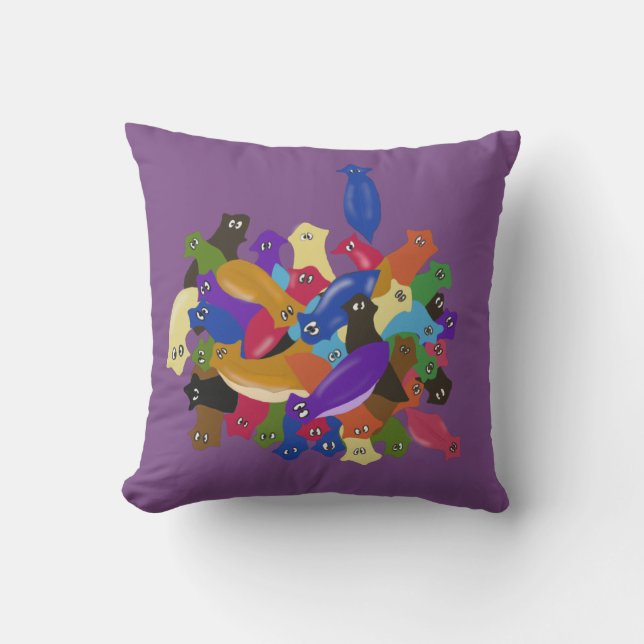 Colourful Crazy Crosseyed Planarian Worms Cushion (Front)