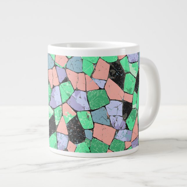 Colourful Crazy Paving Stone Pattern Large Coffee Mug (Front Right)