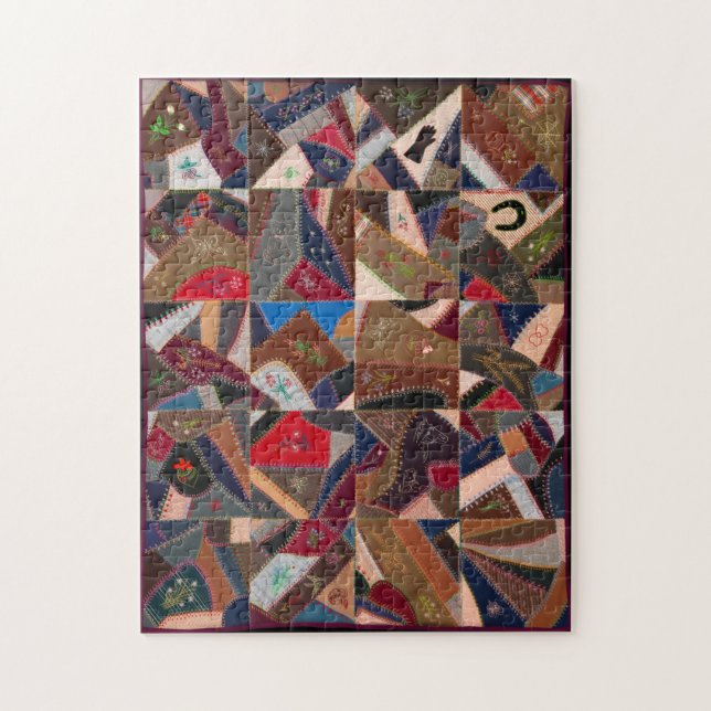 Colourful crazy quilt jigsaw puzzle (Vertical)