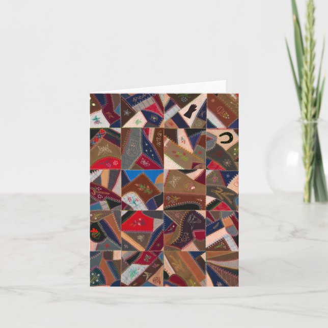 Colourful crazy quilt note card (Front)