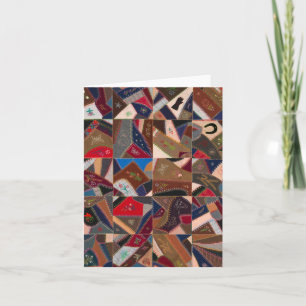 Colourful crazy quilt note card